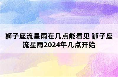 狮子座流星雨在几点能看见 狮子座流星雨2024年几点开始